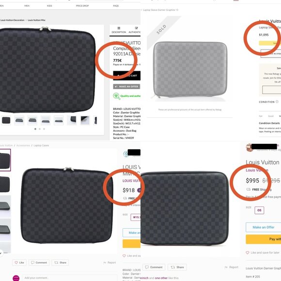 LOUIS VUITTON Damier Graphite Computer Sleeve MM fits Macbook Pro - Picture 3 of 16